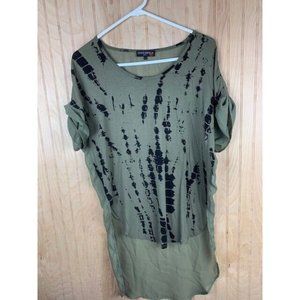 Dolce Bianca Size M Womens Top Short Sleeve High Low Hem Scoop Neck Oliv…